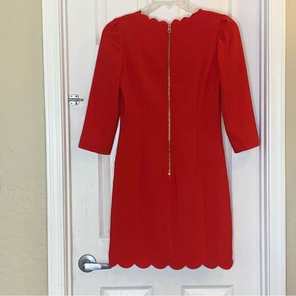 Ted Baker Red Scalloped Hem and Collar Dress US Size 4 - Picture 2 of 9